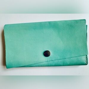 Turquoise Leather Envelope Wallet